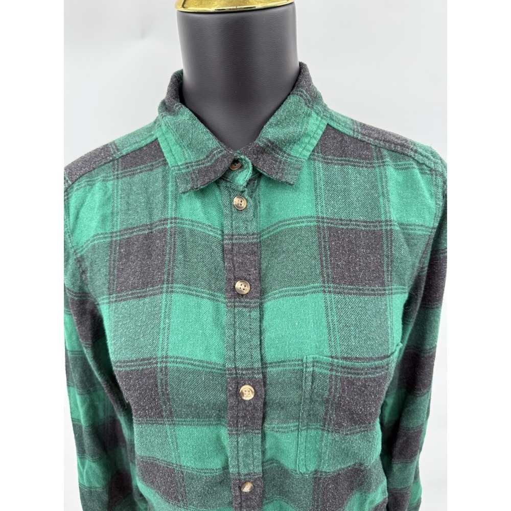 American Eagle‎ Outfitters Green Black Plaid Flannel Boyfriend Fit Shirt Medium - Picture 5 of 10